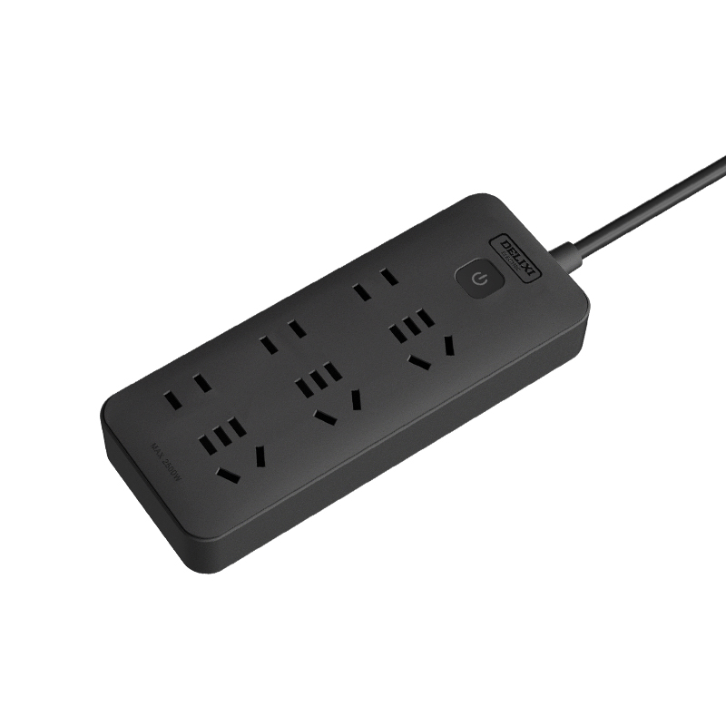 德力西电气J-B系列排插三位二孔 三位五孔 1.8米 CD98J-BK3X3Z 1.8 黑色